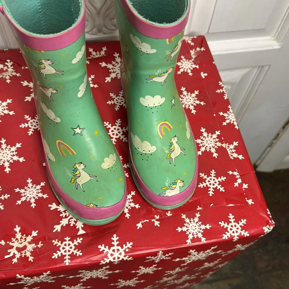 Blue Mountain Girls Unicorn Print Rain Boots Size 1
